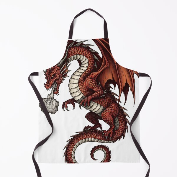 Item preview, Crimson Fire Dragon Illustration | Red Fantasy Dragon Vintage Engraving Art designed and sold by DragonSerpent Ink.