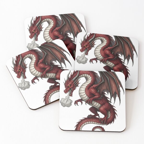Item preview, Crimson Smoke Dragon Illustration | Red Mythical Dragon Fantasy Art designed and sold by DragonSerpent Ink.