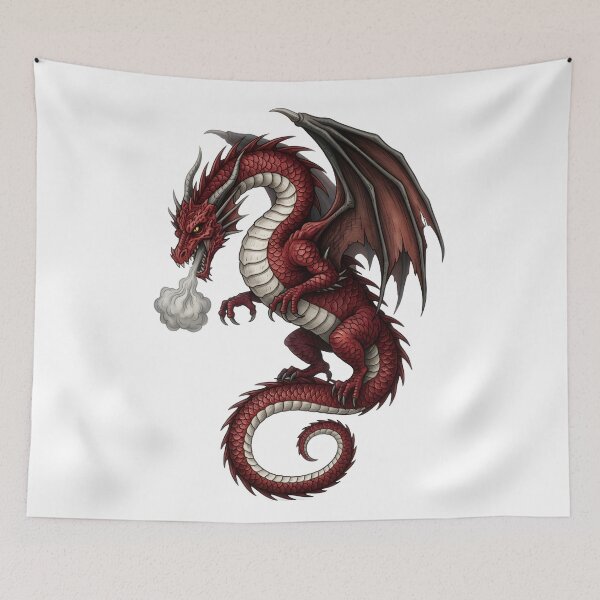Item preview, Crimson Smoke Dragon Illustration | Red Mythical Dragon Fantasy Art designed and sold by DragonSerpent Ink.