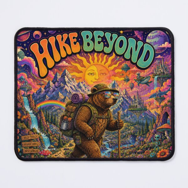 Item preview, Hike Beyond Psychedelic Bear Cosmic Poste  designed and sold by Skyrocketz.