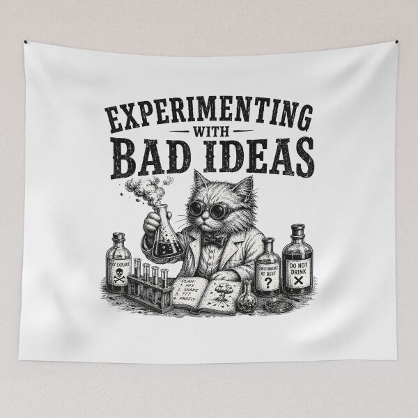 Item preview, Experimenting With Bad Ideas Funny Chemist Cat designed and sold by MotionBanana Art.