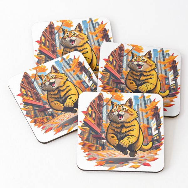 Item preview, Funny Autumn Cat Running Through the City designed and sold by LavIsInTheAir.