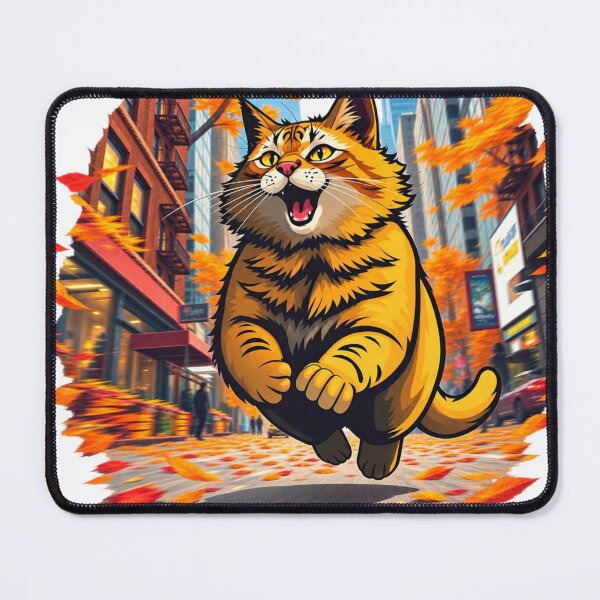 Item preview, Funny Autumn Cat Running Through the City designed and sold by LavIsInTheAir.
