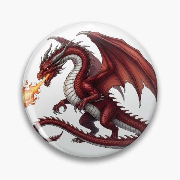 Item preview, Crimson Fire Dragon Illustration | Red Dragon Breathing Fire Fantasy Art designed and sold by DragonSerpent Ink.