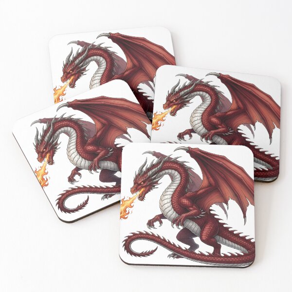 Item preview, Crimson Fire Dragon Illustration | Red Dragon Breathing Fire Fantasy Art designed and sold by DragonSerpent Ink.