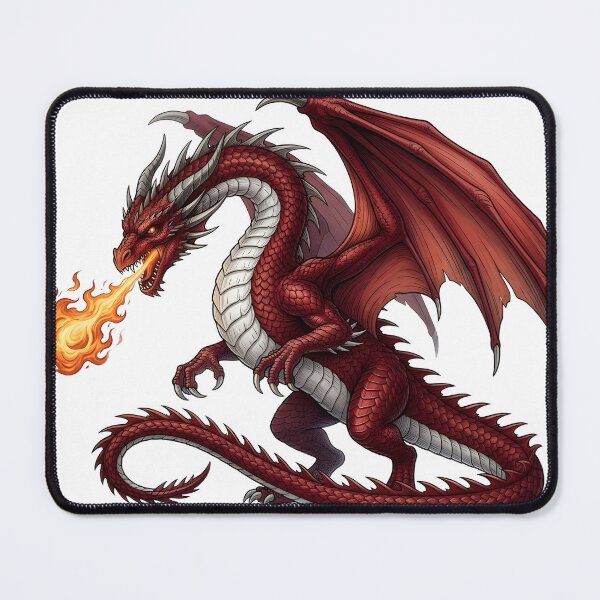 Item preview, Crimson Fire Dragon Illustration | Red Dragon Breathing Fire Fantasy Art designed and sold by DragonSerpent Ink.