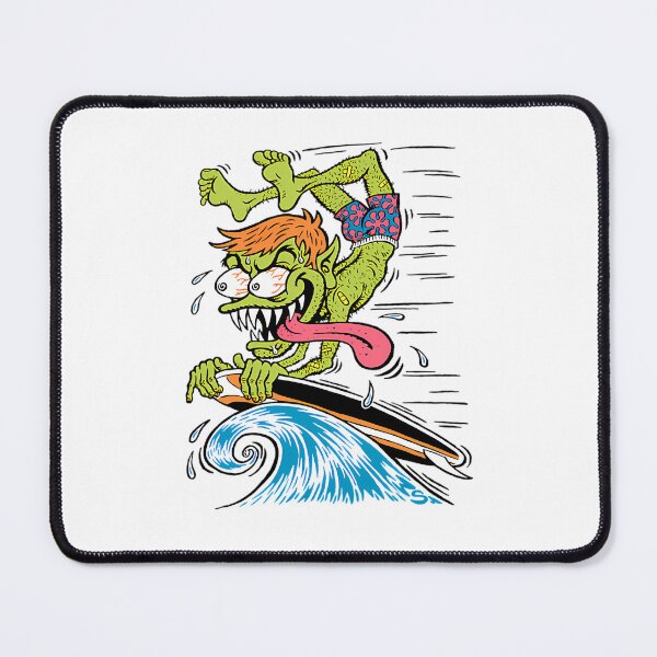 Item preview, Green Monster Creature Riding Surfboard On Blue Wave designed and sold by 奥森 孔.