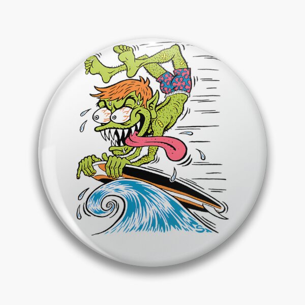Item preview, Green Monster Creature Riding Surfboard On Blue Wave designed and sold by 奥森 孔.