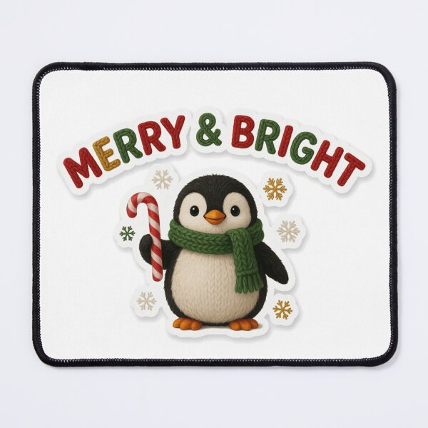 Item preview, Merry & Bright Cute Knitted Penguin Sticker | Crochet Style Christmas Design designed and sold by larbimalki.