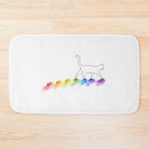 Item preview, Minimalist Art Cat Rainbow Watercolor Paw Trail T-shirt gift designed and sold by cozydrops.