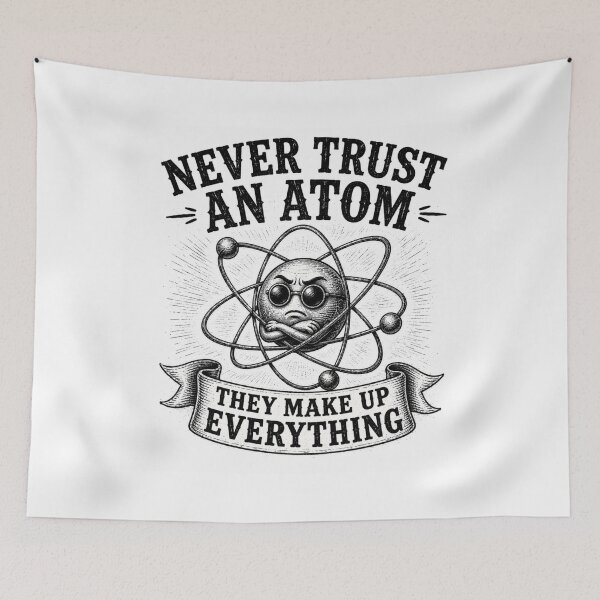 Item preview, Never Trust An Atom They Make Up Everything Science Pun designed and sold by MotionBanana Art.