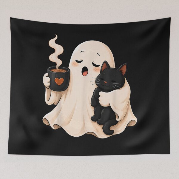 Item preview, Cute Ghost Arts Holding Black Cats Halloween Women designed and sold by MOHAMED FRASER.