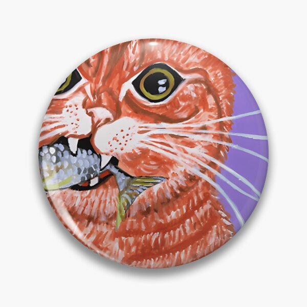 Item preview, Orange Cat with Fish in Mouth designed and sold by RetroArtCanvas.