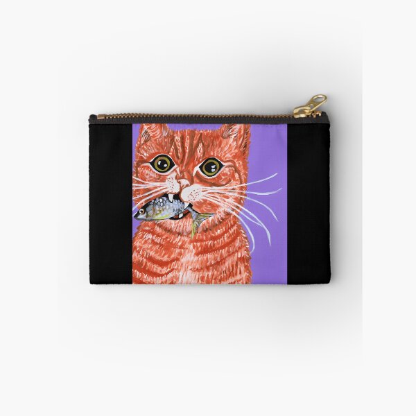 Item preview, Orange Cat with Fish in Mouth designed and sold by RetroArtCanvas.