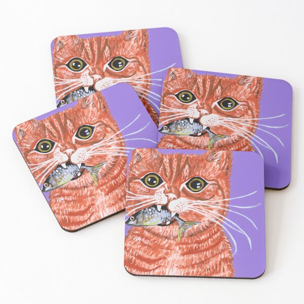 Item preview, Orange Cat with Fish in Mouth designed and sold by RetroArtCanvas.