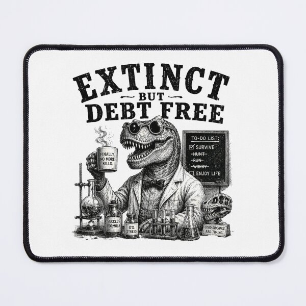 Item preview, Extinct But Debt Free Funny T-Rex Scientist designed and sold by MotionBanana Art.