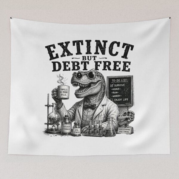 Item preview, Extinct But Debt Free Funny T-Rex Scientist designed and sold by MotionBanana Art.