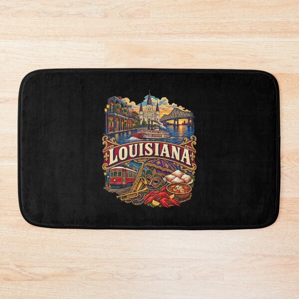 Item preview, Vintage Louisiana Tattoo Style Jazz Riverfront Illustration Graphic designed and sold by CG Studio.