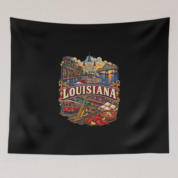 Item preview, Vintage Louisiana Tattoo Style Jazz Riverfront Illustration Graphic designed and sold by CG Studio.
