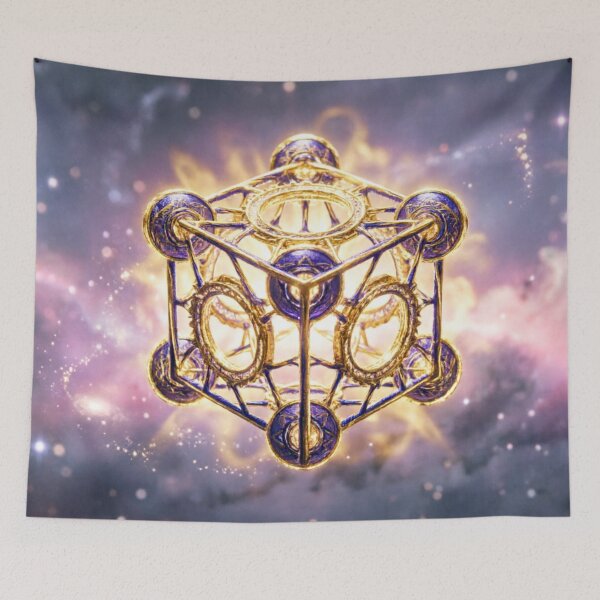 Item preview, Golden Metatron Cube Nebula Glow designed and sold by IntelliMindDesigns.