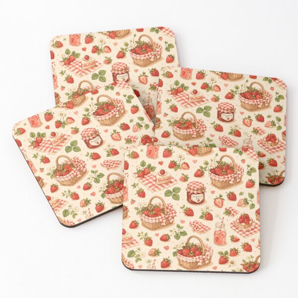 Item preview, Strawberry Picnic Cottagecore Summer Picnic Pattern designed and sold by RJACreative.