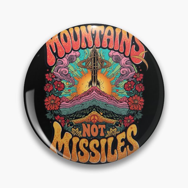 Item preview, Mountains Not Missiles Retro 70s Psychedelic Poster  designed and sold by Skyrocketz.