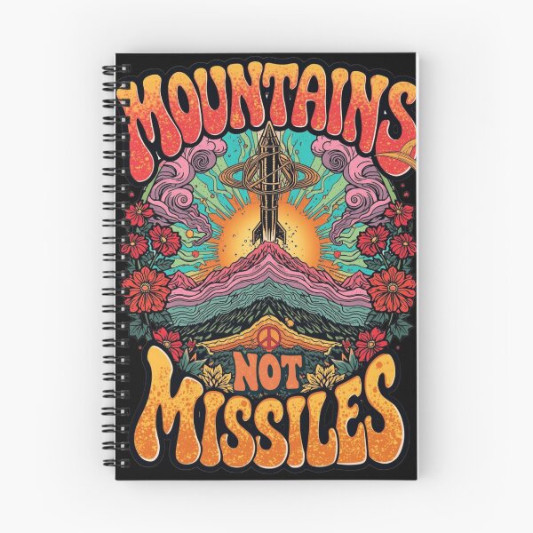 Item preview, Mountains Not Missiles Retro 70s Psychedelic Poster  designed and sold by Skyrocketz.