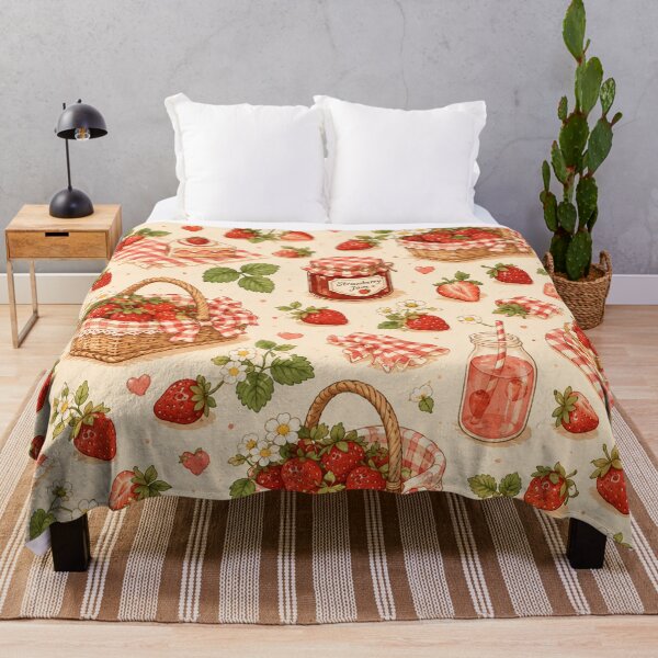 Item preview, Strawberry Picnic Cottagecore Summer Picnic Pattern designed and sold by RJACreative.