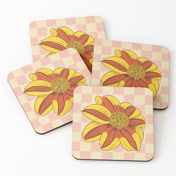 Item preview, Bold Dahlia Flower on Checkered Print designed and sold by virabloom.
