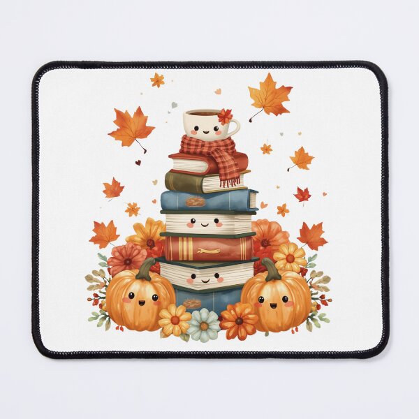 Item preview, Cute Kawaii Autumn Stack Of Books With Coffee Cup And Pumpkins Design designed and sold by VibranPalette.