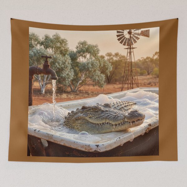 Item preview, Saltwater Crocodile Takes a Bath in the Outback designed and sold by Tridentulus.