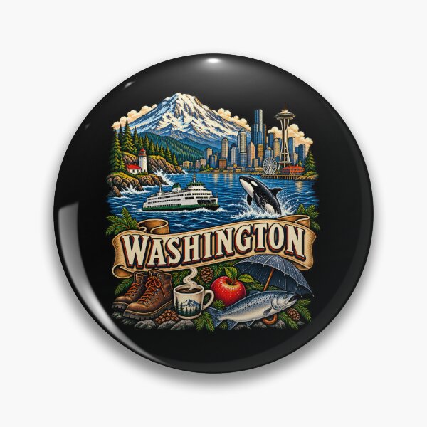 Item preview, Vintage Washington Tattoo Style Seattle Coastal Illustration Graphic designed and sold by CG Studio.