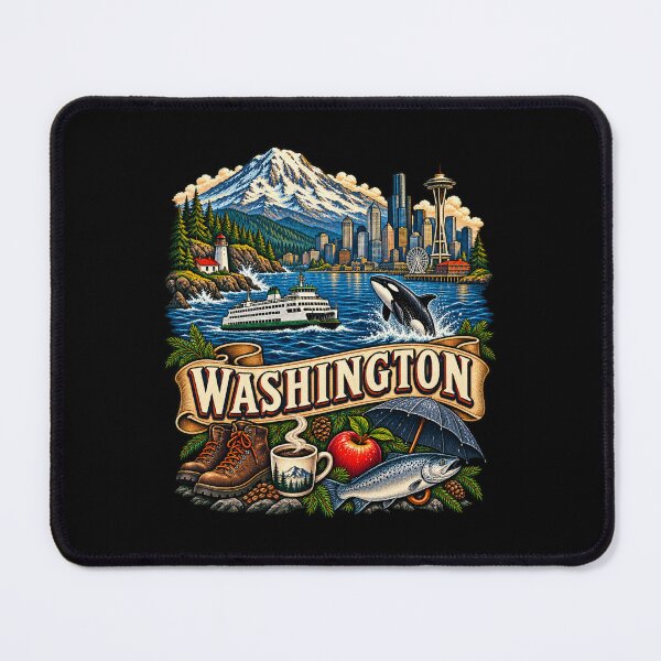 Item preview, Vintage Washington Tattoo Style Seattle Coastal Illustration Graphic designed and sold by CG Studio.