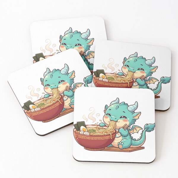 Item preview, Cute Dragon Eating Ramen designed and sold by InkFool.