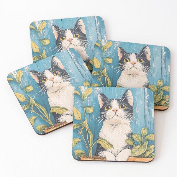 Item preview, Cat Sitting Between Potted Plants designed and sold by prettykaler.