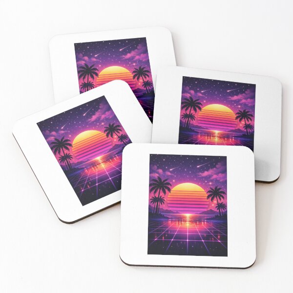 Item preview, Atardecer vaporwave con palmeras – Arte retro neón designed and sold by yuliettestore.