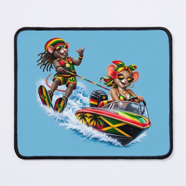 Item preview, Rasta Rat Waterskiing Jamaica Reggae Weed Art designed and sold by digitalbob60.