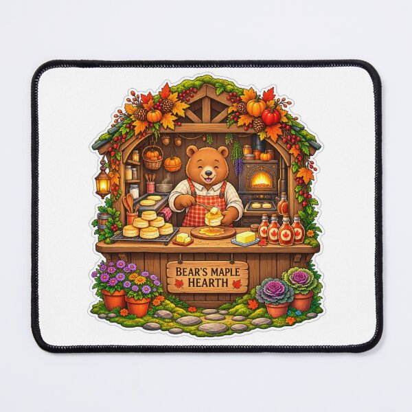 Item preview, Bear’s Maple Hearth | Cozy Autumn Bear Baking & Maple Syrup designed and sold by MrDev.