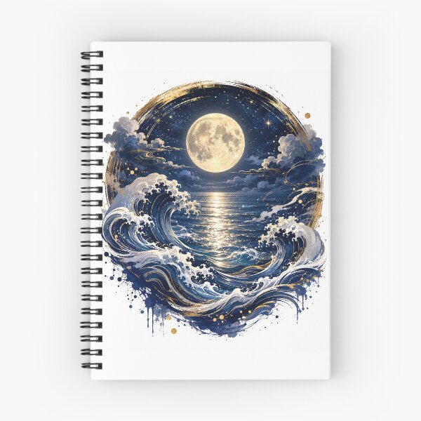Item preview, Moonlit Japanese Ocean Waves designed and sold by Rainbow Heart Japan.