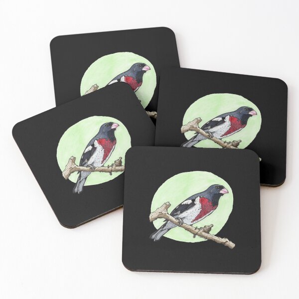Item preview, Rose Breasted Grosbeak Aesthetic Watercolor Wildlife Art designed and sold by DrawnToNatusa.