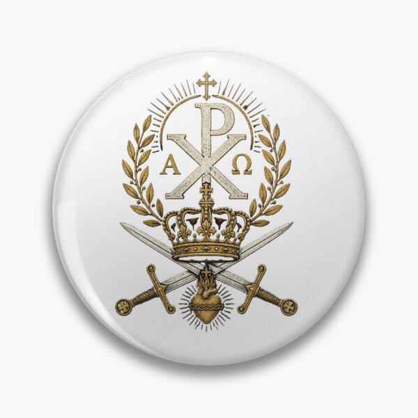 Item preview, Chi-Rho Crown Cristero Sacred Heart Emblem designed and sold by Apostolic Art & Apparel.