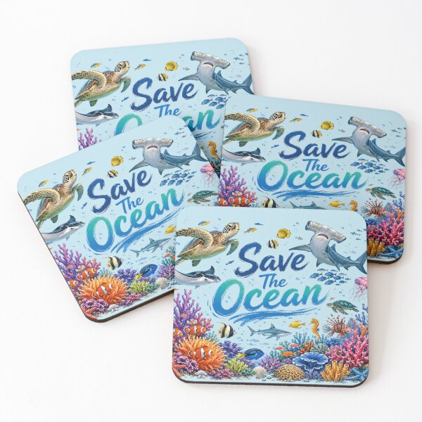 Item preview, Save The Ocean Colorful Marine Life Poster  designed and sold by Skyrocketz.