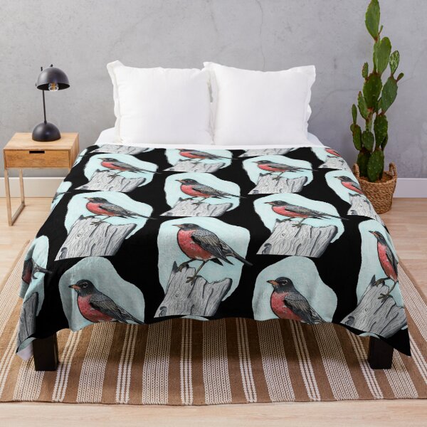 Item preview, American Robin Perched On Beach Wood Classic Bird Graphic designed and sold by DrawnToNatusa.