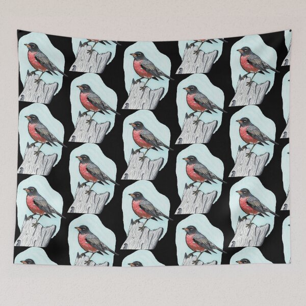 Item preview, American Robin Perched On Beach Wood Classic Bird Graphic designed and sold by DrawnToNatusa.