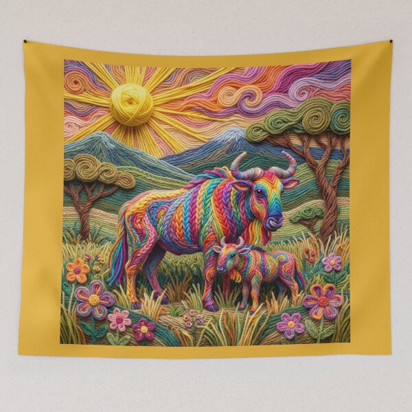 Item preview, Yarn Wildebeest and Yarn Calf Grazing designed and sold by Tridentulus.