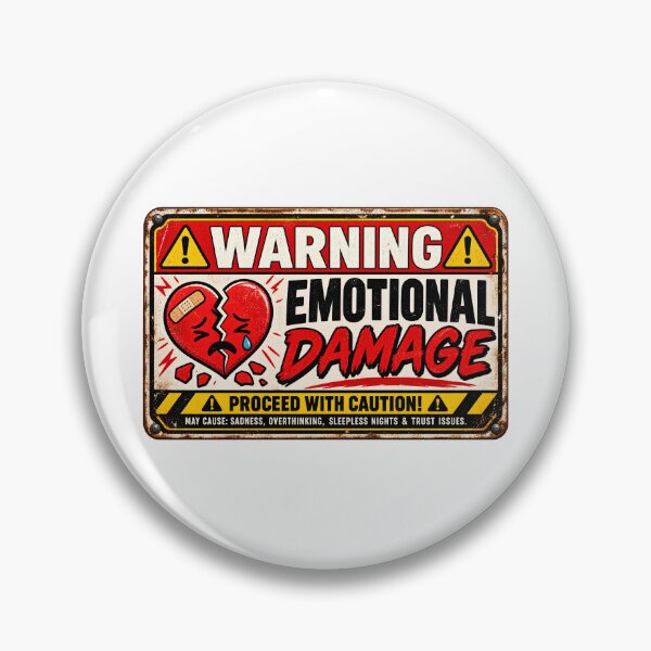 Item preview, Emotional Damage Warning Sign – Funny Broken Heart Vintage Design designed and sold by Sitred123.