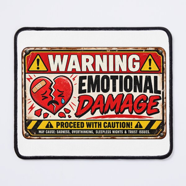 Item preview, Emotional Damage Warning Sign – Funny Broken Heart Vintage Design designed and sold by Sitred123.