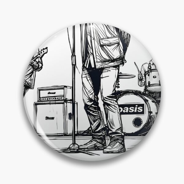 Item preview, Minimalist Line Art Of Oasis Performing  Retro Britpop Band designed and sold by RetroVibeArty.