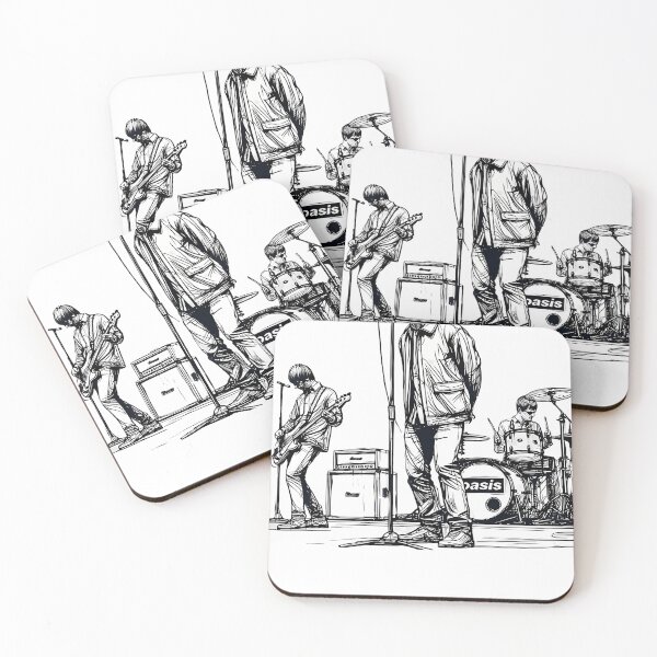 Item preview, Minimalist Line Art Of Oasis Performing  Retro Britpop Band designed and sold by RetroVibeArty.