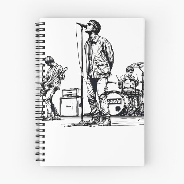 Item preview, Minimalist Line Art Of Oasis Performing  Retro Britpop Band designed and sold by RetroVibeArty.